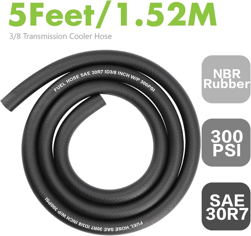 Jeemiter 3/8" ID Fuel Line Hose 5FT - SAE 30R7 Replacement Kit with 10 Clamps for Gas, Oil, Coolant - Fits Small Engines, Tractors, Automotive & Marine Use - Image 2